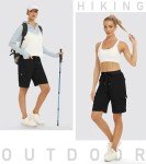 MoFiz Women Hiking Cargo Short Lightweight Multi Pocket Outdooor Active Casual Short Black,L