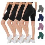 4 Pack Biker Shorts Women - 5"/8" High Waisted Soft Tummy Control Compression for Workout Gym Yoga Running Summer Shorts