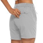 BGOWATU Women's Hiking Golf Shorts Quick Dry Lightweight Cargo Outdoor Active Summer Shorts with Zipper Pockets Light Grey Size L