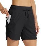 Willit Women's 5" Athletic Running Shorts Quick Dry Workout Hiking Shorts High Waisted Active Shorts Zipper Pocket Black XL