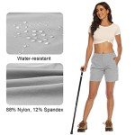 BGOWATU Women's Hiking Golf Shorts Quick Dry Lightweight Cargo Outdoor Active Summer Shorts with Zipper Pockets Light Grey Size L