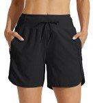 Willit Women's 5" Athletic Running Shorts Quick Dry Workout Hiking Shorts High Waisted Active Shorts Zipper Pocket Black XL