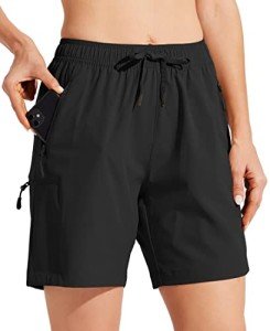 Willit Women's Shorts Hiking Cargo Shorts Quick Dry Golf Active Athletic Shorts Lightweight Summer Shorts with Pockets 7" Black L