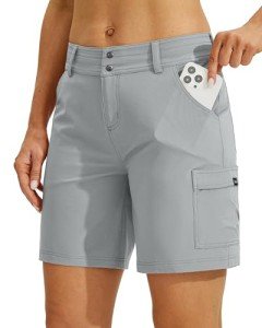 Willit Women's Golf Hiking Shorts Cargo Quick Dry Athletic Shorts Casual Summer Shorts with Pockets 7" Gray 12