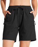 Willit Women's Shorts Hiking Cargo Shorts Quick Dry Golf Active Athletic Shorts Lightweight Summer Shorts with Pockets 7" Black L
