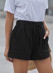 HVEPUO Womens Shorts Summer Linen Soft Elastic Waist Short Pants with Pockets Drawstring Mid High Waisted Shorts for Women Black XL