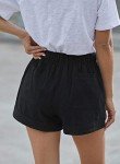 HVEPUO Womens Shorts Summer Linen Soft Elastic Waist Short Pants with Pockets Drawstring Mid High Waisted Shorts for Women Black XL