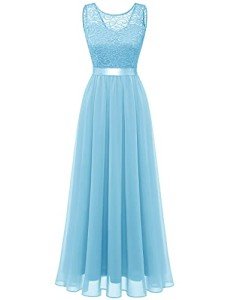 BeryLove Women's Floral Lace Cocktail Dress - Light Blue