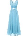 BeryLove Women's Floral Lace Cocktail Dress - Light Blue