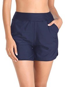 Colloyes Women's Quick Dry Athletic Casual Beach Shorts Boardshorts Tankini Navy Blue