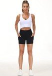THE GYM PEOPLE High Waist Women’s Running Shorts with Side Pockets Tummy Control Workout Athletic Yoga Shorts (Black, Medium)
