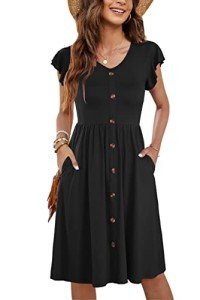 MISFAY Black Ruffle Sleeve Summer A-Line Dress