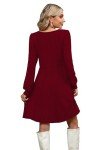 Jescakoo Red Long Sleeve Fall Sweater Dress
