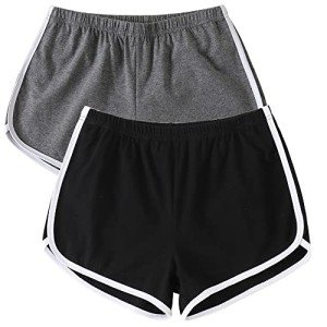 Anna & Eric 2 Pack Yoga Short Pants Summer Running Athletic Shorts Women Dance Gym Workout Elastic Waist Shorts (BG, L)