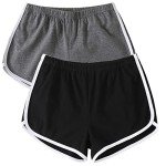Anna & Eric 2 Pack Yoga Short Pants Summer Running Athletic Shorts Women Dance Gym Workout Elastic Waist Shorts (BG, L)