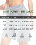 BETTE BOUTIK Womens Workout Gym Shorts Casual Lounge Ladies Active Athletic Knee Length Shorts with Pockets Light Blue Large