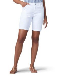 Lee Women's Regular Fit Chino Bermuda Short, White, 14