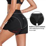 RELLECIGA Women's Black High Waisted Swim Shorts with Pockets UV Sun Protection Board Shorts for Women Size Medium