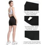 HIBETY 2 Pack Women's Bike Shorts High Waisted Yoga Running Workout Shorts Tummy Control Gym Athletic Shorts with Pockets Black/Purple-2P03-M