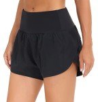 Dragon Fit Women's Quick-Dry Running Shorts Athletic Sweat Workout Shorts with Mesh Liner Zipper Pockets (Small, Black)