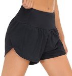 Dragon Fit Women's Quick-Dry Running Shorts Athletic Sweat Workout Shorts with Mesh Liner Zipper Pockets (Small, Black)