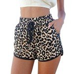 Kafeimali Women's Fashion Summer Leopard Beach Shorts Casual Short Pants, Leopard, Medium