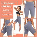 NEW YOUNG 3 Pack Biker Shorts for Women with Pockets High Waisted 8''Tummy Control Black Workout Yoga Short Pants