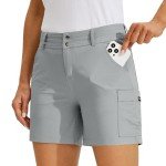 Willit Women's Golf Shorts Hiking Cargo Shorts Quick Dry Athletic Casual Summer Shorts with Pockets 5" Gray 6