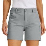 Willit Women's Golf Shorts Hiking Cargo Shorts Quick Dry Athletic Casual Summer Shorts with Pockets 5" Gray 6