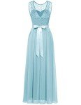 BeryLove Women's Floral Lace Cocktail Dress - Light Blue