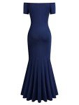 Elegant Navy Blue Off Shoulder Ruffle Dress