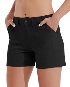 Willit Women's Golf Hiking Shorts Quick Dry Athletic Casual Summer Shorts with Pockets Water Resistant 4.5" Black 6