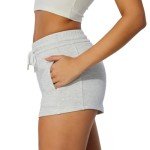NIMENJOJA Womens Sweat Shorts Comfy Athletic Gym Shorts for Workout Casual Lounge with Pockets Heather White