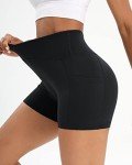 Iserkafe Workout Shorts for Women 2 Pcs Pack Cross Waist Active Gym Spandex Stretchy Yoga Compression with Side Pockets,Black+Black-XS