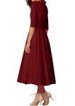 Elegant 3/4 Sleeve Wine Red Evening Dress