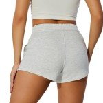 NIMENJOJA Womens Sweat Shorts Comfy Athletic Gym Shorts for Workout Casual Lounge with Pockets Heather White