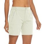 YSENTO Women's Hiking Shorts Quick Dry Water Resistant Athletic Active Golf Cargo Shorts Zipper Pockets Beige XL