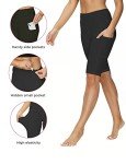 ALONG FIT 11" Biker Shorts for Women with Pockets High Waisted Yoga Running Workout Gym Short Tummy Control Black