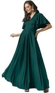 Elegant Emerald Green Maxi Dress for Weddings & Parties