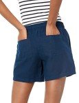 Amazon Essentials Women's 5 Inch Inseam Drawstring Linen Blend Short, Navy, Medium