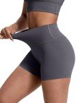 VOENXE Women Yoga Shorts,High Waist Tummy Control Biker Workout Gym Running Leggings,Stretch Soft Breathable Spandex Scrunch Butt Booty Short for Fitness Athletics Cycling,2 Pack