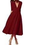 Elegant 3/4 Sleeve Wine Red Evening Dress