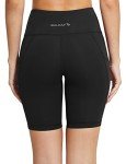 BALEAF Women's Biker Shorts High Waist 8 inch Workout Gym Yoga Running Compression Spandex Shorts with Pockets Black Size L