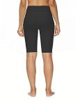 ALONG FIT 11" Biker Shorts for Women with Pockets High Waisted Yoga Running Workout Gym Short Tummy Control Black