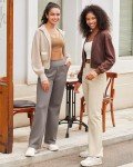 G4Free Wide Leg Pants for Women Yoga Dress Pants with Pockets High Waist Work Business Casual Sweatpants Taupe