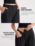 Libin Women's Wide Leg 29"/31" High Waisted Pants Business Work Slacks Pants Dress Yoga Golf Casual Trousers,Black,8