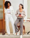 G4Free Wide Leg Pants for Women Yoga Dress Pants with Pockets High Waist Work Business Casual Sweatpants Taupe