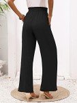 Heymoments Wide Leg Women Pants Casul Lightweiht Waisted Adjustable Tie Knot Loose Comfy Flowy Casual Trousers Black X-Large