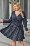 Plus Size Deep V Neck Sequin Mini Dress - Blue
