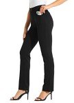 Willit 29" Women's Dress Yoga Pants Work Slacks Straight Leg Stretchy Office Pants with 4 Pockets Black L